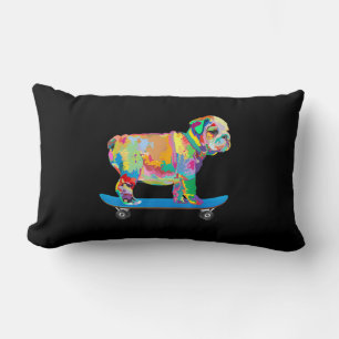 Dog Gift   Colorful Cool Bulldog Puppy Skateboard Kussen