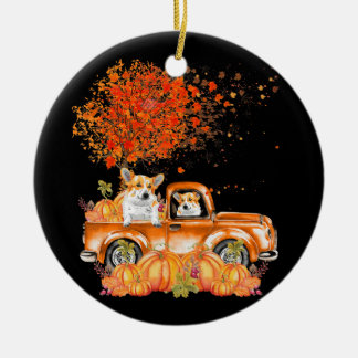 Dog Gift | Corgi Dog Pumpkins Keramisch Ornament
