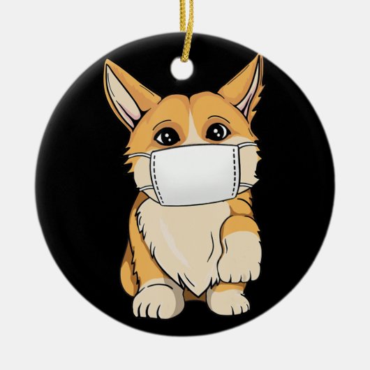 Dog Gift | Corgi Draag gezichtsmasker Keramisch Ornament (Voorkant)
