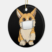 Dog Gift | Corgi Draag gezichtsmasker Keramisch Ornament (Links)