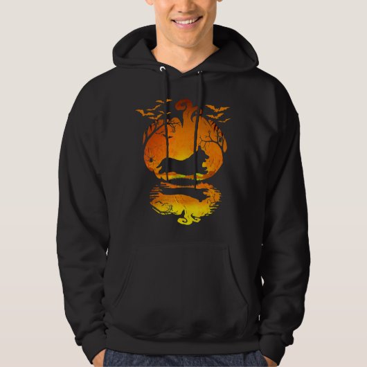 Dog Gift | Corgi Silhouette Pumpkin Halloween Hoodie (Voorkant)