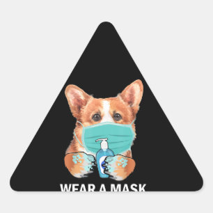 Dog Gift   Corgi Wearing Face Mask Draag Masker Sticker