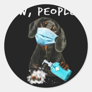 Dog Gift   Dachshund Ew Mensen die een gezichtsmas Ronde Sticker