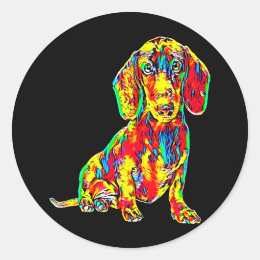 Dog Gift | Dachshund Full Color Nice Ronde Sticker (Voorkant)