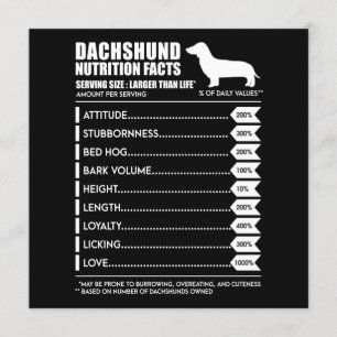 Dog Gift   Dachshund Nutrition Facts Kaart