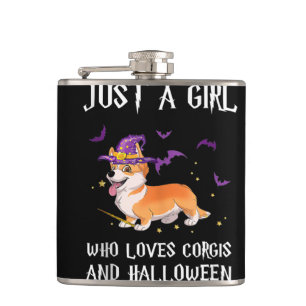 Dog Gift   die van corgi-hond en halloween houdt Heupfles