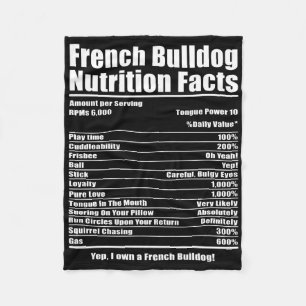 Dog Gift Fact van de Franse Bulldog Nutrition Fleece Deken