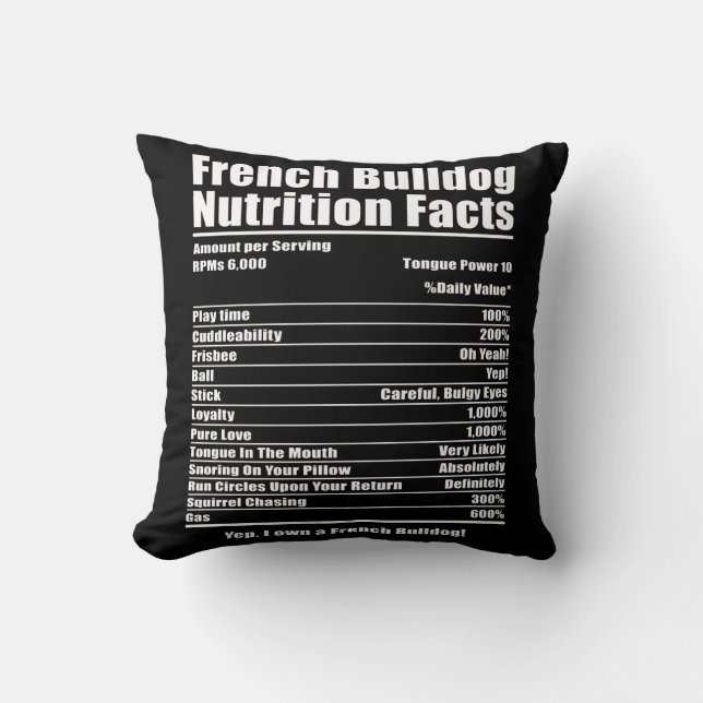 Dog Gift | Fact van de Franse Bulldog Nutrition Kussen (Voorkant)