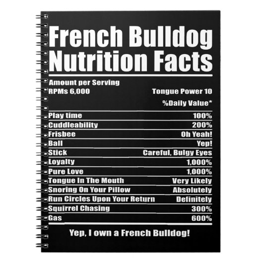 Dog Gift | Fact van de Franse Bulldog Nutrition Notitieboek (Voorkant)