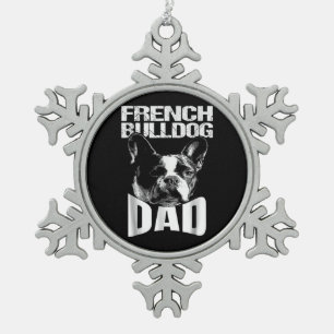 Dog Gift Franse Bulldog Pap Tin Sneeuwvlok Ornament