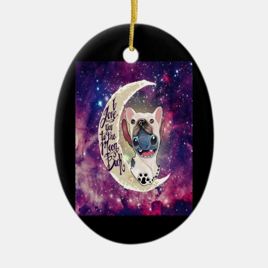 Dog Gift | Ik hou van je op de maan en terug Keramisch Ornament (Voorkant)
