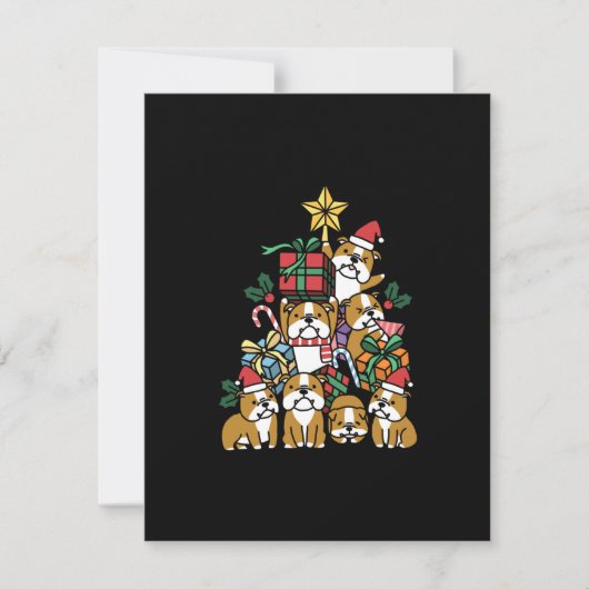 Dog Gift | Kerstboom Engelse Bulldog Dog Bedankkaart (Voorkant)