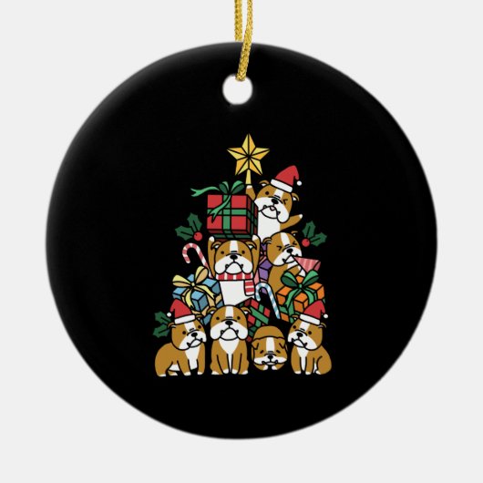 Dog Gift | Kerstboom Engelse Bulldog Dog Keramisch Ornament (Voorkant)