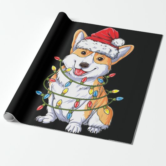 Dog Gift | Kerstkerstboomlampjes van Corgi Cadeaupapier (Uitgerold)
