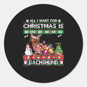Dog Gift Kerstmis is Dachshund Ronde Sticker