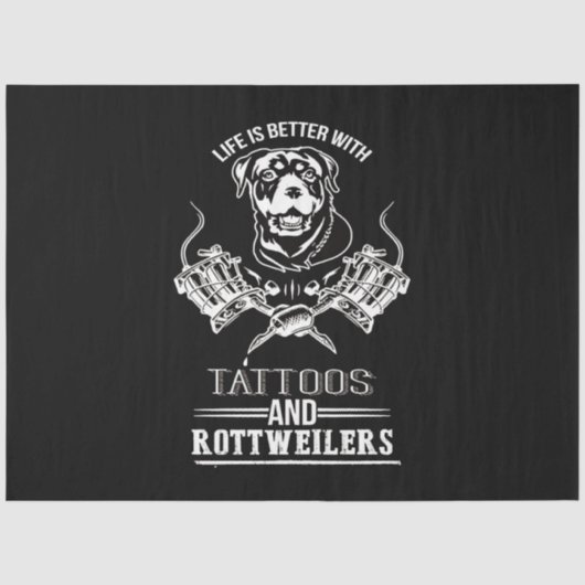 Dog gift | Levensbetere tattoos en rottweiler Tissuepapier (Voorkant)