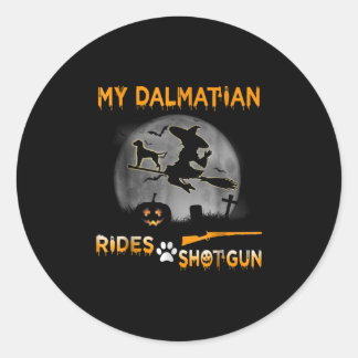 Dog Gift | Mijn Dalmatische Rides Shotgun Ronde Sticker