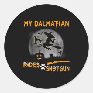 Dog Gift Mijn Dalmatische Rides Shotgun Ronde Sticker