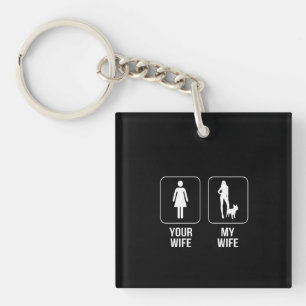 Dog Gift Uw vrouw - Mijn vrouw Franse Bulldog Sleutelhanger