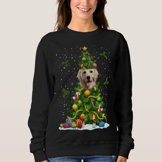 Dog Golden Retriever Christmas Tree Trui (Voorkant)