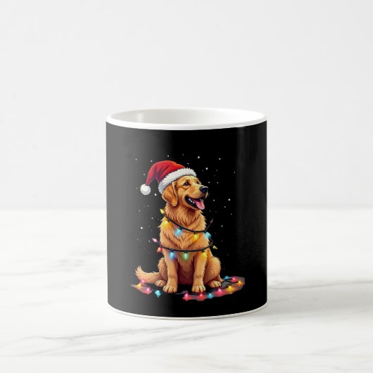 Dog Golden Retriever Santa Christmas Xmas Lights ( Koffiemok (Center)