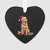 Dog Golden Retriever Santa Christmas Xmas Lights ( Ornament (voorkant)