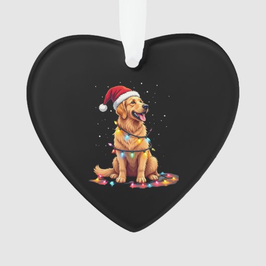 Dog Golden Retriever Santa Christmas Xmas Lights ( Ornament (voorkant)