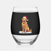 Dog Golden Retriever Santa Christmas Xmas Lights ( Wijnglas Zonder Voet (Voorkant)