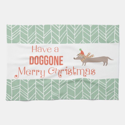 Dog Gone Merry Kerstmis Theedoek (Horizontaal)