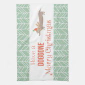 Dog Gone Merry Kerstmis Theedoek (Verticaal)