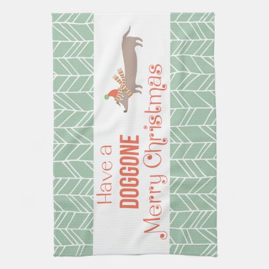 Dog Gone Merry Kerstmis Theedoek (Verticaal)