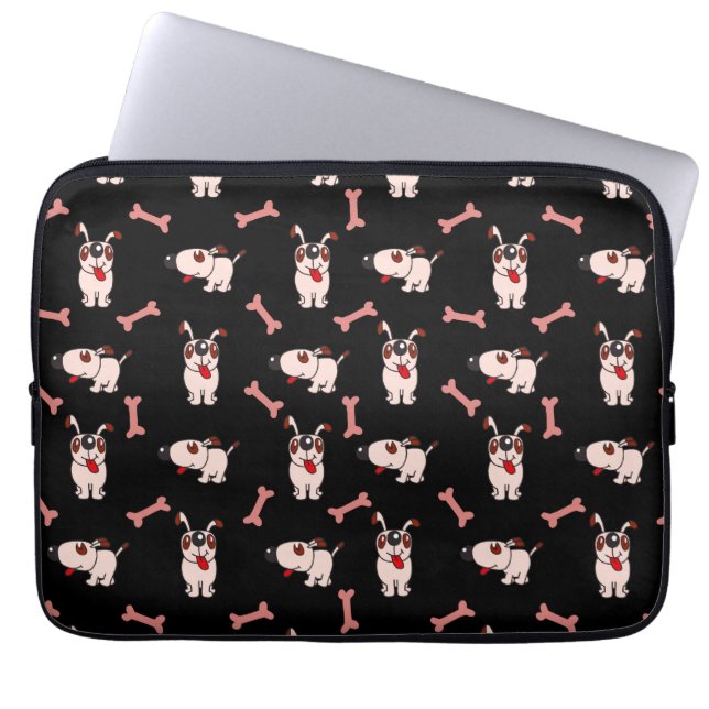 Dog Gone Schattige - op zwart Laptop Sleeve (Voorkant)