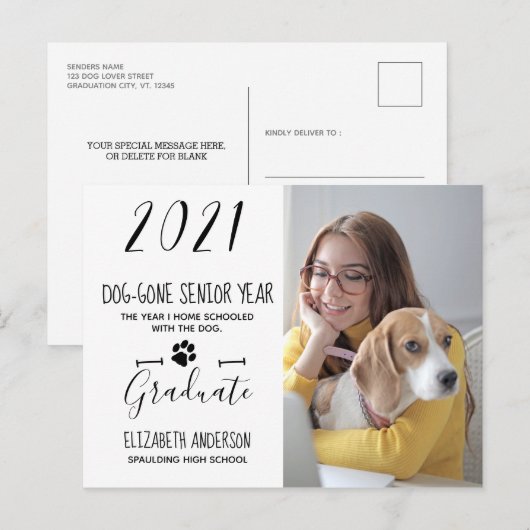 Dog Gone Senior Year Class of 2021 Afstuderen Phot Aankondigingskaart (Voorkant / Achterkant)