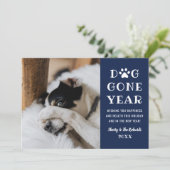 Dog Gone Year Funny Navy Pet Feestdagenkaart (Staand voorkant)