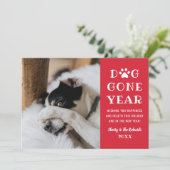 Dog Gone Year Funny Red Pet Foto Feestdagenkaart (Staand voorkant)