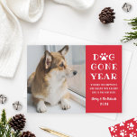 Dog Gone Year Funny Red Pet Foto Feestdagenkaart<br><div class="desc">Het is een "Dog Gone Year" geweest! Show van je favoriete quarantainevriend met deze moderne en grappige fotokaart die je vrienden en familie dit vakantieseizoen zal laten glimlachen. Pas de witte douanetekst aan met een vakantiebericht van gezondheid en geluk, en neem de naam van uw puppy hond en uw familienaam...</div>