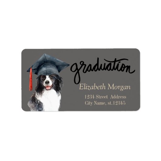 Dog Graduation Cap Etiket (Voorkant)