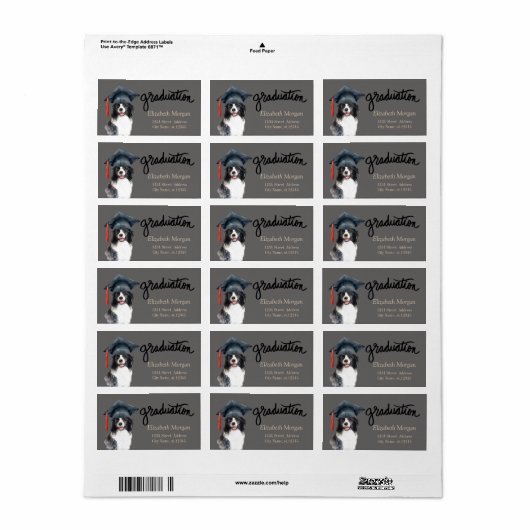 Dog Graduation Cap Etiket (Full Sheet)