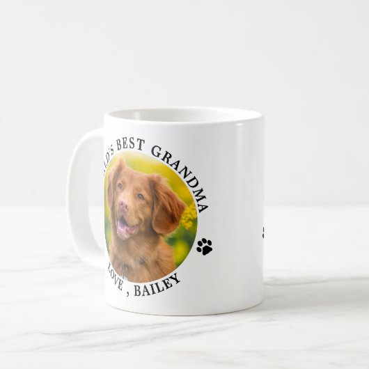 Dog Grandma Personalized Pet Photo Hondenliefhebbe Koffiemok (Voorkant links)
