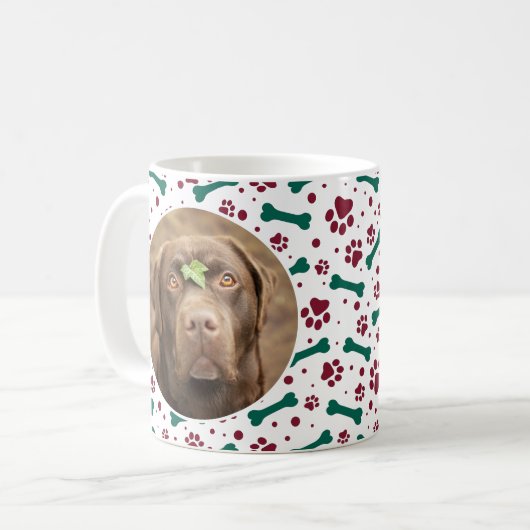 Dog Grandpa Custom Pet met kerstfoto's Koffiemok (Voorkant links)