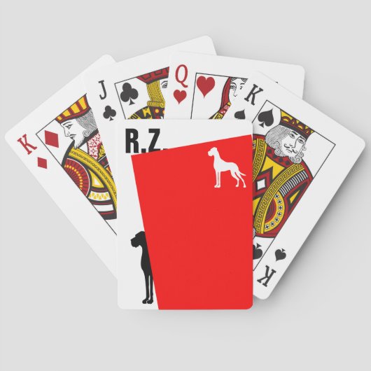 Dog Great Dane en je initialen Pokerkaarten (Achterkant)