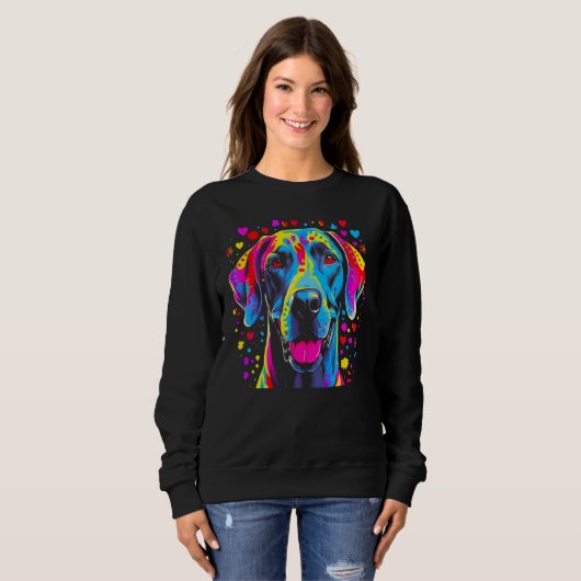 Dog Great Dane Pink Blue Red Hearts Trui (Voorkant volledig)