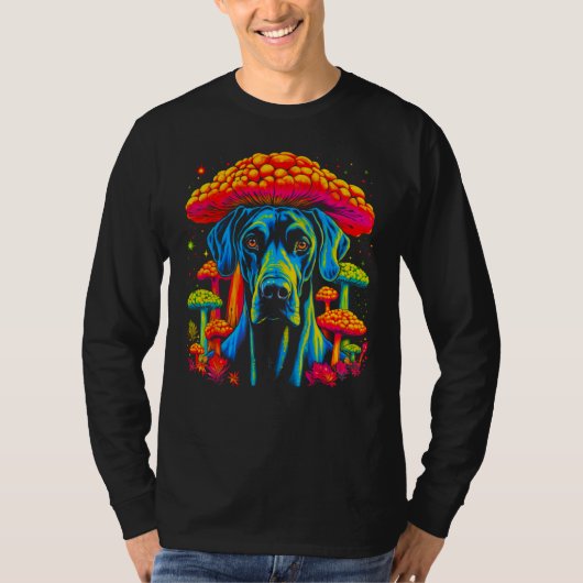 Dog Great Dane Psychedelic Mushroom T-shirt (Voorkant)