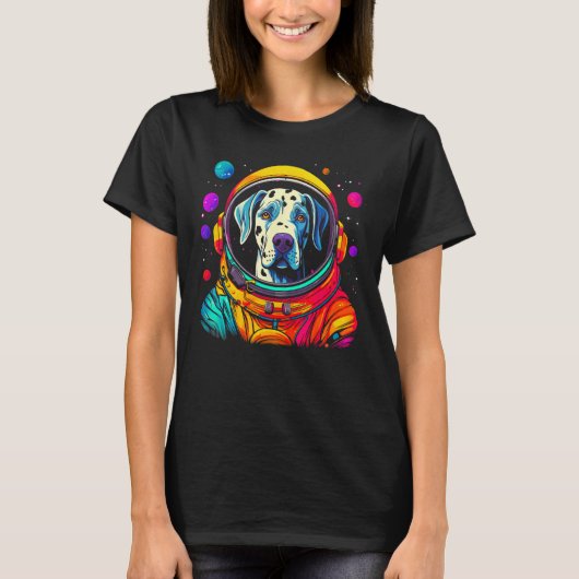 Dog Great Dane Space Astronaut Science T-shirt (Voorkant)