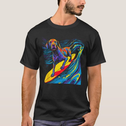 Dog Great Dane Surfing T-shirt (Voorkant)