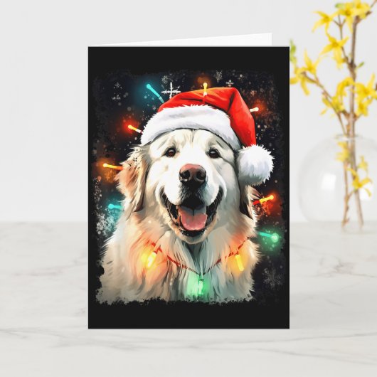 Dog Great Pyrenees Christmas  Kaart (Gele Bloem)