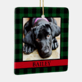 Dog Green Buffalo Check Foto Keramisch Ornament (Rechts)