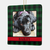 Dog Green Buffalo Check Foto Keramisch Ornament (Links)