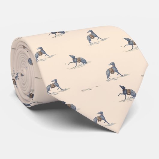 Dog Greyhound Pattern Peach Stropdas (Opgerold)