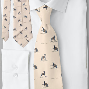 Dog Greyhound Pattern  Peach Stropdas